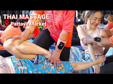 $5 Thai Street Massage at Pattaya Morning Market | Enjoy the real local way of life (Not ASMR)