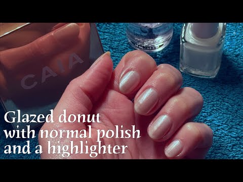 ASMR 🌙 Glazed jelly donut mani - Fire crackling in the background (no talking)