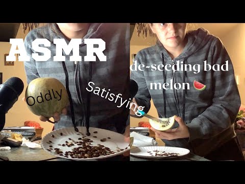 ASMR oddly satisfying de-seeding of a watermelon 🍉
