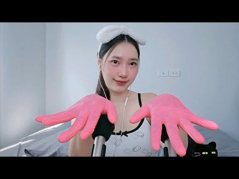 ASMR Pink Gloves Foam Mic Scratching Tapping Touching 🧤💓