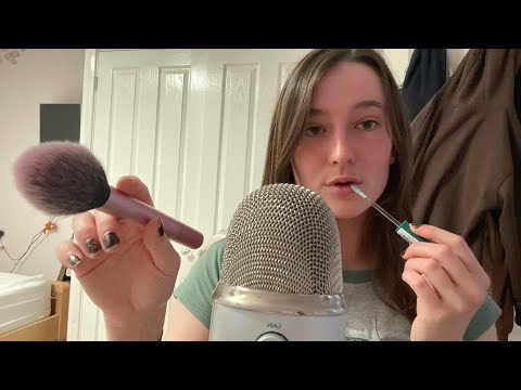 *AMSR* morning GRWM (makeup triggers, inaudible, mouth sounds) 👄💄