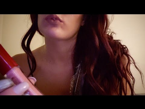 ASMR 50 Layers Lipgloss Challenge, Counting, Mouth Sounds, Lipgloss Triggers