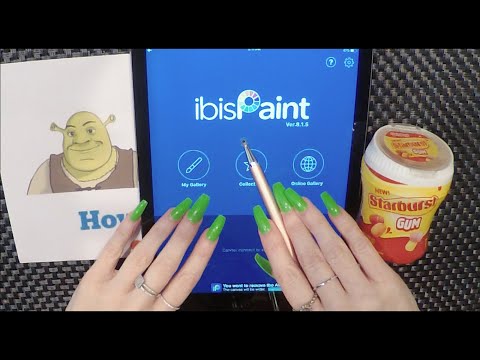 ASMR Gum Chewing Draw with Me On Ipad | Shrek | Tingly Whisper and Writing Names