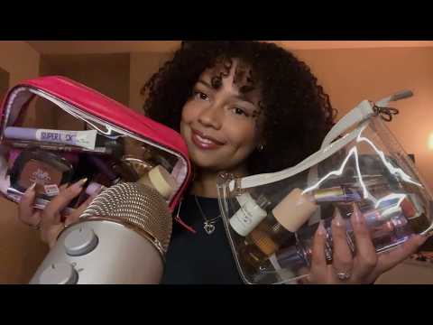 ASMR relaxing tapping on vinyl bags filled with my favorite beauty products 👛 (+ rambles!)
