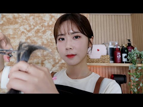 ASMR.SUB 편안하게 잠이오는 몽실미용실✂️(커트,고데기,머리만지는소리,분무기,샴푸,머리빗는소리)