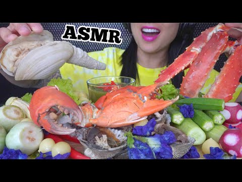 ASMR SEAFOOD PLATTER GEODUCK + KING CRAB + BLOOD CLAM (CRUNCHY EATING SOUNDS) NO TALKING | SAS-ASMR