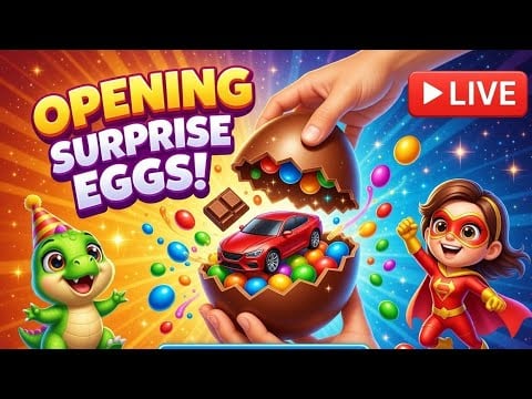 "LIVE ASMR Surprise Eggs Unboxing Huge Kinder Joy + Mystery Toys! #kinderjoy #trending #viral