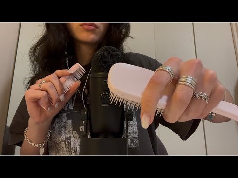 ASMR fast playing with your hair (hand, mouth, ring sounds) 
