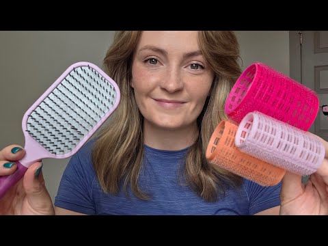 ASMR Doing Your Hair & Makeup Roleplay - Hair Brushing, Pinning & Spraying 