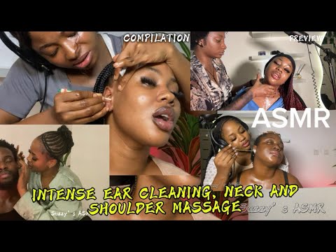 ASMR/1hr💫 INTENSE EAR CLEANING, NECK AND SHOULDER MASSAGE. COMPILATION 