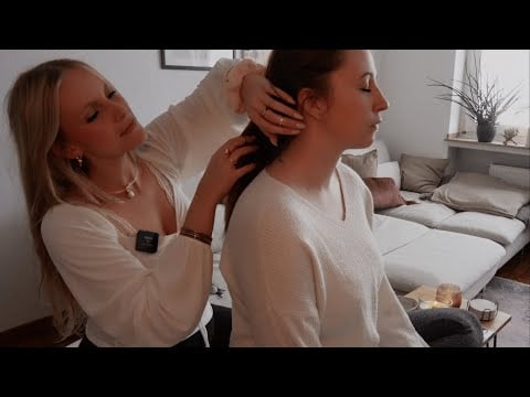 ASMR real person pampering my friend for deep relaxation 😴 (with music option)