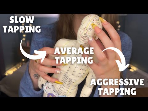 ASMR Acupuncture Doll Tapping & Scratching! Slow, Average, and Aggressive Speeds 🤤😍 No talking