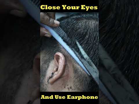 ASMR Only Scissor Haircut | Fade Haircut With Only Scissor | Big Eyes Barber Haircut Video #shorts