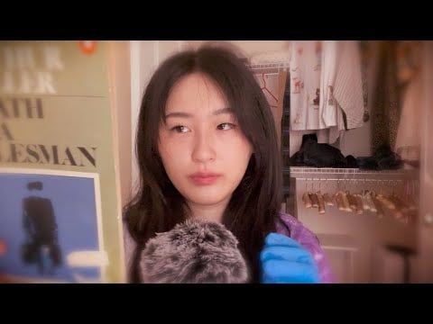 ASMR 💙 inaudible whisper layers ft. latex gloves, hand movements, & fluffy mic cover