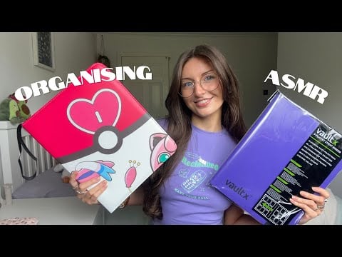 ASMR Organising my new Pokémon card binder!(close whispering, card shuffling, rambles) 