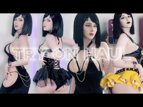 TRY ON HAUL Goth 🖤 Hot See Through Clothes, Dresses, Transparent Lingerie