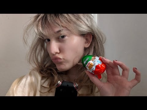Unboxing MINECRAFT kinder joy ASMR + eating sounds at the end
