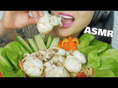 ASMR SPICY PAPAYA SALAD + CUTTLE FISH (EXTREME CRUNCHY EATING SOUNDS) NO TALKING | SAS-ASMR