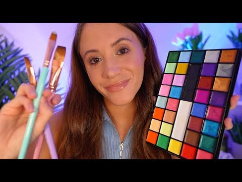 ASMR Painting Your Face At A Sleepover 🦋 (face brushing, personal attention)