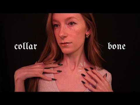 ASMR Sounds on my *body* with gentle whispering 🌾 (Collarbone, face tracing, hair play)