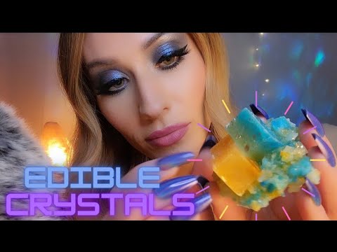 | ASMR | 🔮 Edible Crystals Pt. 1 🍭✨️(mouth sounds, chewing, tapping)