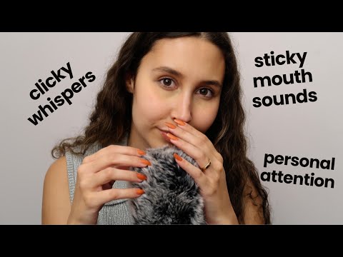 ASMR Inaudible Whispering and Sticky Mouth Sounds for Extreme Tingles! Face Brushing, Mic Triggers