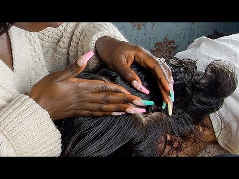 {ASMR} Super Attentive Scalp Oiling | mouth sounds | soft whispers