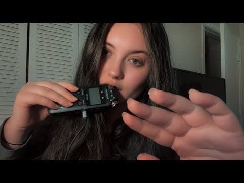 Tascam ASMR Mic biting/Hand movements up close to the camera, mouth sounds, whispers + more 