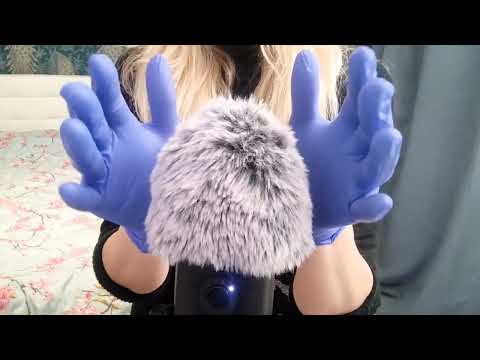 ASMR Pure Tingles: blue gloves Latex & Fluffy Mic ASMR (No Talking)