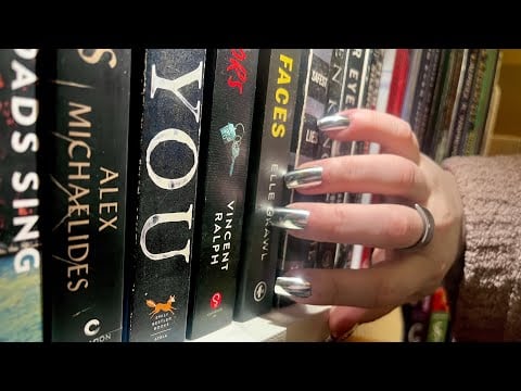 ASMR: Book Shelf Tapping Tour w/ Whispers & Camera Tap