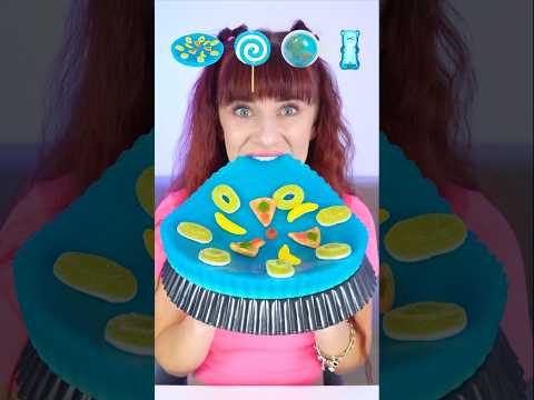 ASMR Blue Giant Gummy Pizza, Lollipop, Jelly Candy  #mukbang
