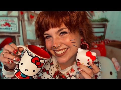 ASMR for Autism: Hello Kitty 🐱🍓( show & tell, puffy stickers, tapping)