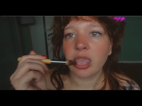 ASMR spit painting your fall make up, no talking, intense mouth sounds