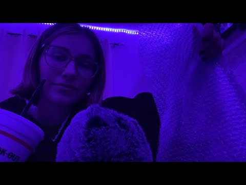 ASMR// Pop Some Bubble Wrap With Me// bubble wrap+ crunchy+ crinkly+ led lights+ milkshake