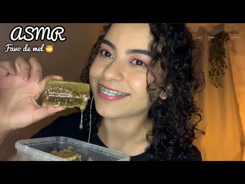 ASMR comendo FAVO DE MEL 🍯 🐝 (quanto eu consegui comer? 🫣)