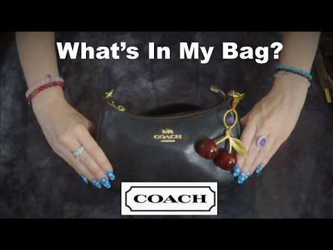 ASMR Gum Chewing What's in My COACH Bag | Whispered Ramble & Tapping