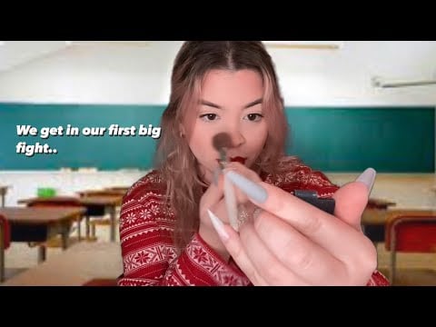 ASMR bestie touches up your makeup in class