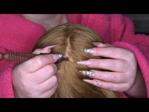 ASMR Relaxing Scalp Massage For Headache Relief  (Wooden Tool, Scalp Scratching)