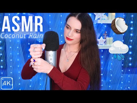 ASMR COCONUT RAIN 🥥🌧️ for 100% Sleep 😴 + Extra Rain Sounds ☔ for Instant Tingles & Relaxation 🤤 4K