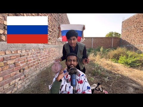 ASMR Real Barbershop Haircut Outdoor In Russian 🇷🇺 