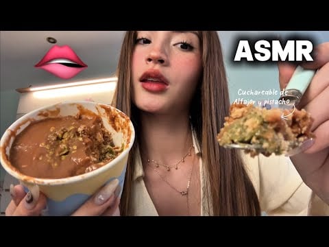 ASMR MUKBANG Postre PROTEICO Cremoso 🤤 Sonidos de Boca 👄 💕Cuchareable de Alfajor Pistacho
