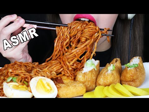 ASMR SPICY SAMYANG NOODLES & INARI SUSHI (EATING SOUNDS) No Talking 삼양간짬뽕 먹방