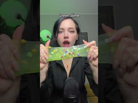 💚Green Slime Play💚 #slime #asmr #asmrtriggers