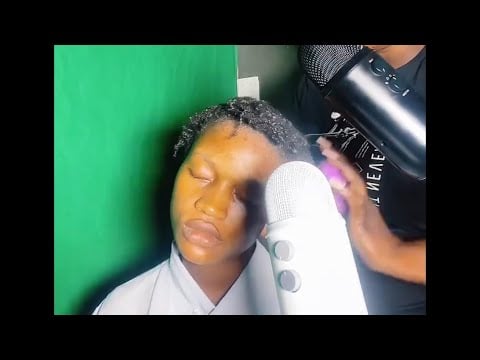 ASMR gum cracking ear cleaning scalp scratching on my sister