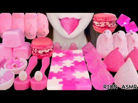 【ASMR】PINK DESSERTS💖 PEEPS MARSHMALLOW,PAZZLE JELLY,KONPEITO MUKBANG 먹방 EATING SOUNDS NO TALKING