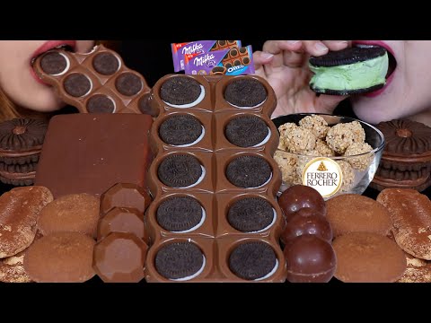 ASMR GIANT MILKA OREO CHOCOLATE BAR, KLONDIKE ICE CREAM BAR, FERRERO BALLS & MILK, DIAMOND TRUFFLES