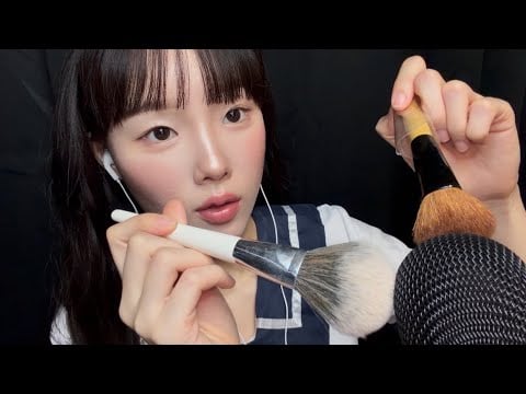 ✨ 브러쉬 asmr | makeup brush sounds on microphone | no talking real sound | soft brushing for sleep