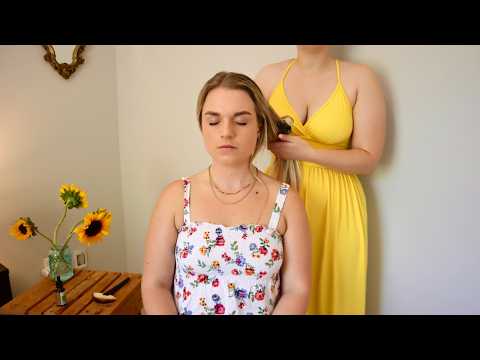 Soft Spoken Massage & Hair Brushing on a Real Person (asmr)