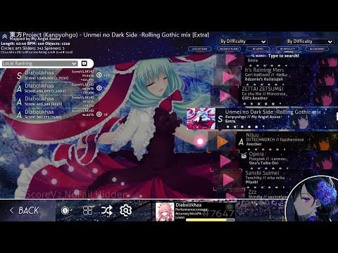Unmei no Dark Side -Rolling Gothic mix [Extra] +ScoreV2NFHD 99.84% FC