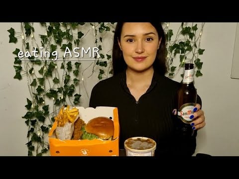 Eating Popeyes Burger & Beer | ASMR Mukbang
